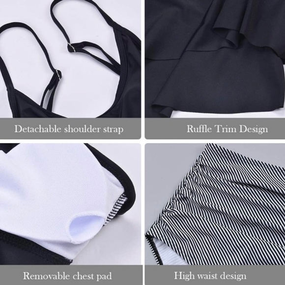 Black Ruffle Tummy Control Tankini - Picture 3 of 5